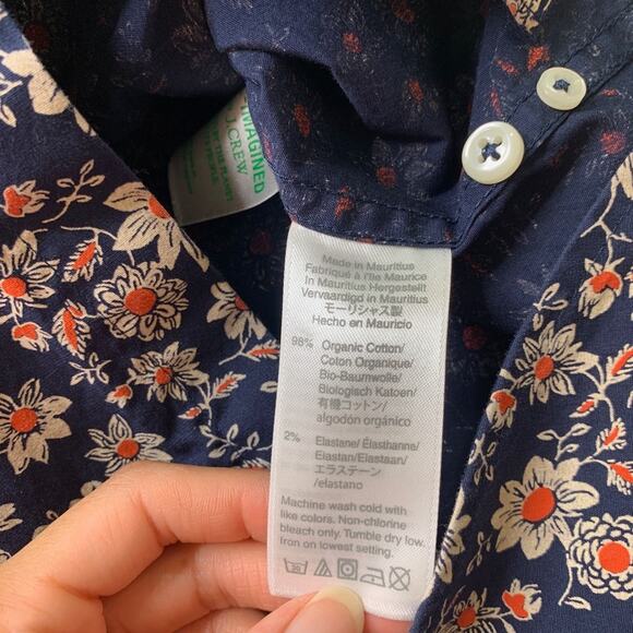 J Crew Shirt Mens M Medium Classic Fit Organic Cotton Stretch Secret Wash Floral - Picture 6 of 10